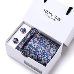 Brand 100% Silk Ties Gift box Office Men Classic Party Wedding striped 7.5cm Silk Wedding Floral Tie Necktie Handkerchief Set