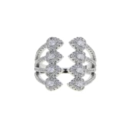 5A Cubic Zirconia Iced Out Bling Tear Drop CZ Rose Silver Color Open Adjusted Full Finger Ring For Women