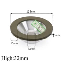 75/100/125/150mm Resin Diamond Grinding Wheel Cup Grinder Disc for Carbide Metal Angle Grinder Tool 120/150/180/240/320/400#