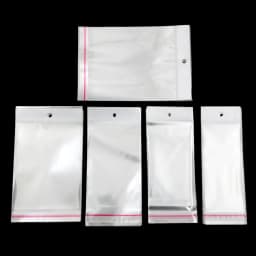 100pcs Transparent Self Adhesive Plastic Storage Bag OPP Poly Pack Bag With Hang Hole Retail Packaging Pouches Beads Jewelry Bag