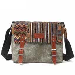High Quality Waxed Canvas Shoulder Bag National Style Crossbody Bag Young Men Patchwork Color Flap Sling Bag