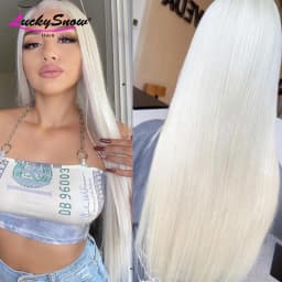Colored White Straight High Quality Brazilian Human Hair Wig 180 Density Transparent 13x4 Lace Frontal Wigs For Women Cosplay