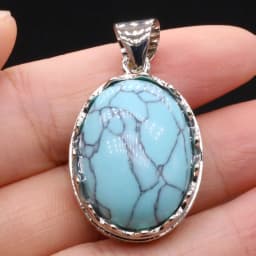 Natural Stone Pendant Egg-Shaped Lace Pendant Rose Quartz/Malachite/Lapis Lazuli/Agates For Jewelry Making DIY Necklace Earrings