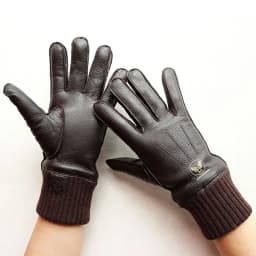 Motorcycle Riding Touch Screen Deerskin Gloves Men's Wool Lining Threaded Sleeves Winter Warm Car Driving Leather Finger Gloves