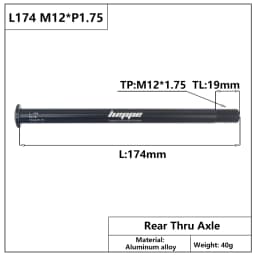 HEPPE MTB Road Bike Thru Axle Rear Hub Thru Axle Front Fork Shaft Skewers 12x100 12x110 12x142 12x148 M12xP1.0/P1.5/P1.75