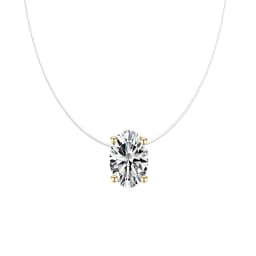 Luxury Bling AAA Oval Zircon Necklace Invisible Transparent Fishing Line Choker Women Necklaces Ellipse Pendant Collier Femme
