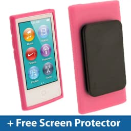 TPU Rubber Gel Soft Skin Case Cover with Belt Clip for iPod Nano 7 7G 7th + 2pcs Screen Protective Films For Nano 7