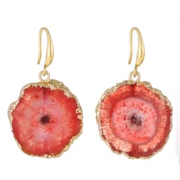 Irregular Druzy Quartz Stone Sunflower Drop EarRing for Women Dyed Color Reiki Healing Jewelry Purple