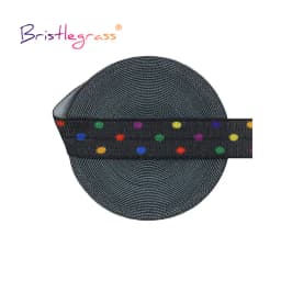 BRISTLEGRASS 2 5 10 Yard 5/8" 15mm Cherry Print Foldover Elastic FOE Spandex Satin Band Tape Hair Tie Headband Dress Sewing Trim
