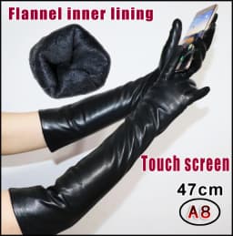 Women's Long Natural Leather Gloves Long Thick Thin Touch Screen High-end Sheepskin Gloves Winter Warm Leather Sleeve New Style
