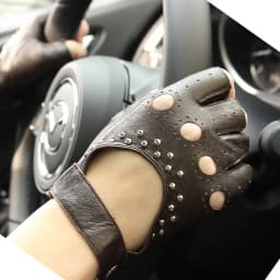 Leather Half Finger Gloves Women's Short Thin Section Unlined Spring and Autumn Motorcycle Riding Ladies Driving Fingerless