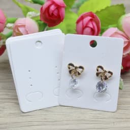 50pc Paper Stud Earring Card 5x4cm Brown/White DIY Jewelry Package Small Pendant Necklace Display Blank Card
