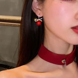 New Fashion Crystal Bow Knot Dangle Earrings For Women Red Pearl Heart Zircon Earring Christmas New Year Festival Jewelry Gifts