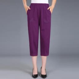 2026 Summer Women's Capris Pants Women Plus Size 4XL Loose Casual Elastic Waist Middle Pants Woman Pure Cotton Clothing