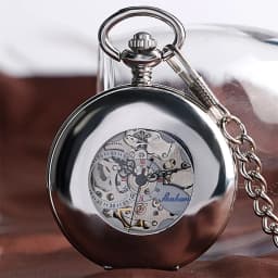 Polishing Smooth Silver/Black/Bronze Self Winding Mechanical Pocket Watch Hollow Circle Cover Retro Automatic Pendant Timepiece