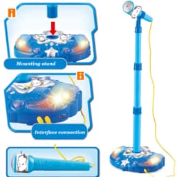 Children Dual Microphone Adjustable Karaoke Singing Machine Musical Instruments Toy Children Educational Loudspeaker Toys Gifts