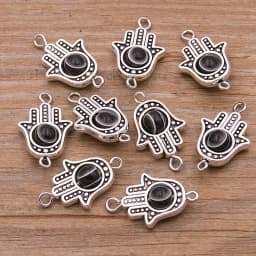 10PCS 13*22mm Fatima Hamsa Hand 10 Color Evil Eye Spacer Bead Connector For DIY Bracelets Necklace Jewelry Handmade Making