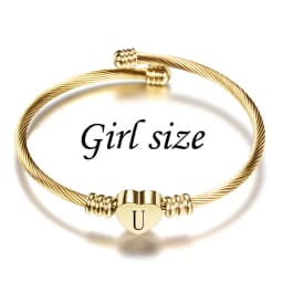Lovely Kids Initial Bracelets Stainless Steel Tiny Letter Personalized Gift For Baby Gold Color Heart Custom Bangles Handmade Gi
