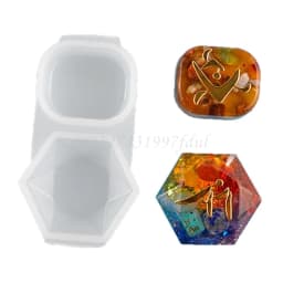 Faceted Round Square Orgonite Resin Pendant Mold Crystals Stones Orgone Silicone Resin Mold Keychain Jewelry Making Tool