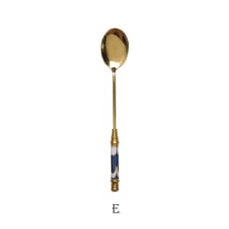 Stainless Steel Dessert Spoon Ceramic Long Handle Icecream Spoon Teaspoon Gold Coffee Cake Fruit Milk Spoon Kitchen Tableware