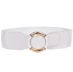 Women’s Elastic Stretch Wide Waist Belts w Wrapped Gold Circle Buckle