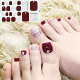 22Tips/Sheet Nail Sticker Adhesive Toenail Art Polish Tips French Glitter Sequins Nail Wraps Strips Easy Toenail Sticker