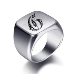 Initial Engrave Custom Rings For Men Stainless Steel Male Signet Blank Jewelry Ring Band High Polished Silver Tone U.S.Size
