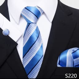 Newest Style Holiday Present 100% Silk Tie Pocket Squares Cufflink Set Necktie Men Dark Blue Wedding Accessories Office Cravat