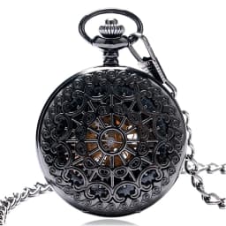 Hollow Skeleton Spider Web Mechanical Necklace Black Pocket Watch Chain Necklace Set Gift Men's Women's Souvenir Christmas Gifts