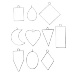 10Pcs Assorted Geometric Hollow Pressed Flower Frame Pendant Resin Jewelry Making Tool Metal Frame Jewelry Charms Bezel Setting