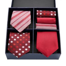 Gift box packing Silk Ties For Men Novelty Hanky Set 3 Styles Men's Tie Formal Red Cravat for Wedding Business Necktie
