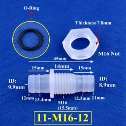 5~200pcs M12~M16 To 8~12mm PP Pagoda Direct Connector With Nut O-Ring Aquarium Tank Air Pump Adapter Irrigation Water Hose Joint