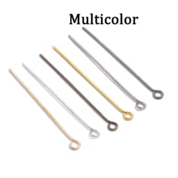 200pcs Eye Head Pins 20 24 30 35 40 45 50 mm Eye Pins Gold/Rhodium Findings For Diy Jewelry Making Jewelry Accessories Supplies