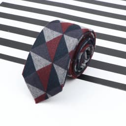 Men's Business Diamond Check Tie Artificial Wool Cotton Dark Color Tie Striped Black Grey Necktie For Daily Accessory Paty Gift