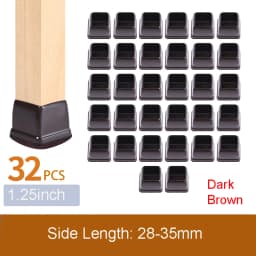 32PCS Table Chair Leg Floor Caps Cover Protectors Non Slip Square TPR Furniture Glides Feet Felt Pads Hardwood Floors Protector