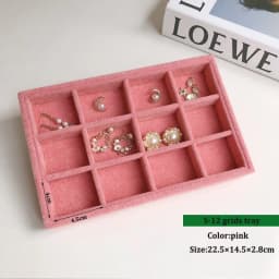 Pink Velvet B/M/S Necklace Earrings Storage Box Showcase Jewellery Stand Holder Ring Jewelry Display Organizer Case Tray Holder