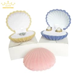 10pcs/lot Shell Shape Lovely Velvet Wedding Engagement Ring Box For Earrings Necklace Bracelet Jewelry Display Gift Box Holder