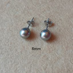 316L Stainless Steel With Senior Grey Nature Shell Pearls Stud Earrings No Fade Allergy Free