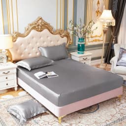 Satin Rayon Fitted Sheet Solid Color Mattress Cover With Elastic Band Bed Sheet High-End Home Hotel Bedding Fit Sheet