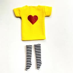 2pcs/Set of Blyth Clothes, Beautiful Print Short T-Shirt + Striped Socks, Can Be Used for 1/6 Doll Accessories