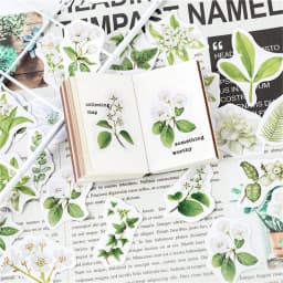 46pcs Gardenia Blossom Mini Paper Diary Stickers Pack for DIY Scrapbooking Decoration Labels Floral Theme