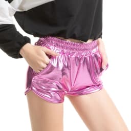 Shiny Metallic Women Shorts Pants Leopard Print Boxer Short PU Shiny Night Party Club Wear Sexy Women Loose Short with Pockets