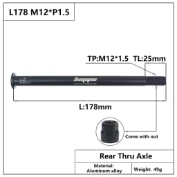 HEPPE MTB Road Bike Thru Axle Rear Hub Thru Axle Front Fork Shaft Skewers 12x100 12x110 12x142 12x148 M12xP1.0/P1.5/P1.75