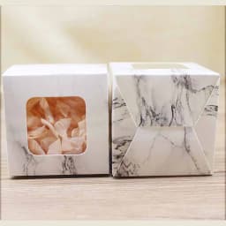 10pcs Square Shape Gifts Box with Window Marbling Style Gifts Package Boxes Cake Cookies Wedding Home Party Suppiles Package