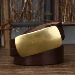 3.3cm Pure Cowskin Men Belt High Quality Genuine Leather Smooth Brass Buckle Strap Male Jeans Luxury Designer Belts for Man