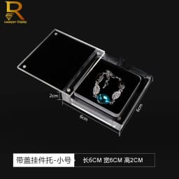 Acrylic Glass Top Gem Box White & Black Showcase Gemstone Casket Diamond Display Stand Holder Necklace Storage Organizer Case