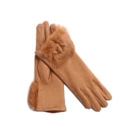Winter Female Suede Leather Bow Plush Wrist Mitten Women Thick Plus Plush Windproof Warm Touch Screen Driving Gloves J22