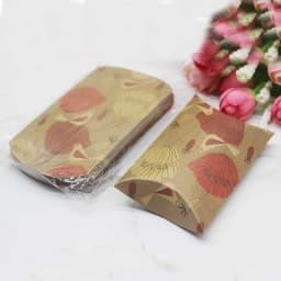12/50pcs Beautiful Flower Pattern Pillow Shape Paper & Kraft Wedding Candy & Birthday Gift Storage Box Size 20X55X80mm