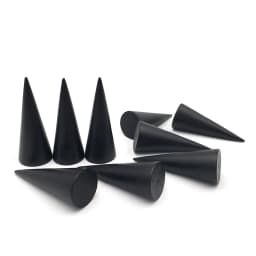 Vintage Black Wooden Ring Holder Display Cone Rack Solid Wood Finger Trinket Stand Storage Organizer Jewelry Ring Stack Showcase