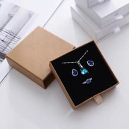 Thick Kraft Paper Drawer Jewelry Set Packaging Box Ring Necklace Bracelets Earring Gift Case Container With Sponge Inside